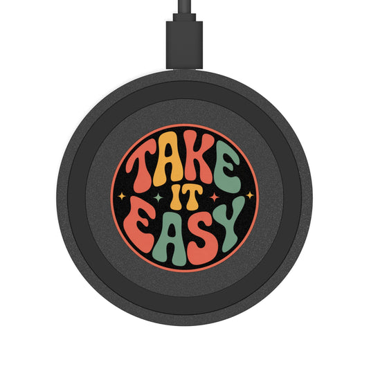 Retro Vibe Wireless Charging Pad - Take It Easy Design, Bohemian Style, Tech Gift, Home Office Decor, Holiday Present